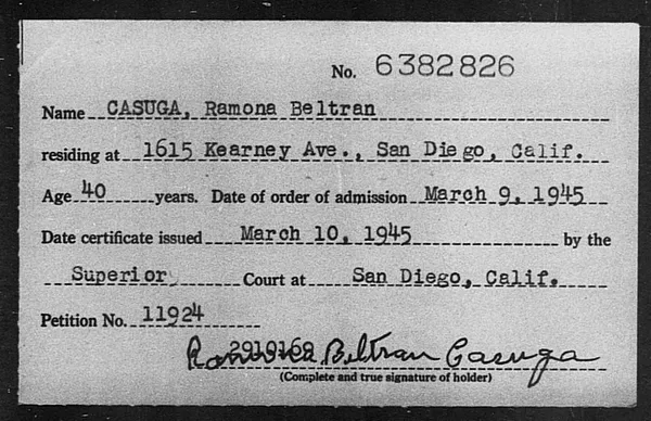 Casuga, Ramona Beltran - 1945