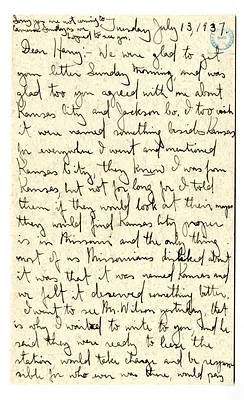 Letter from Mary Jane Truman to Harry S. Truman