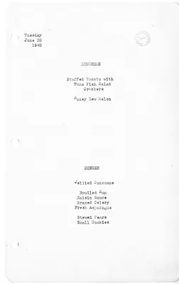 White House Luncheon and Dinner Menu