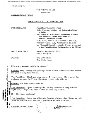 October 6, 1975 - Ford, Kissinger, Indian Foreign Minister Y. B. Chavan