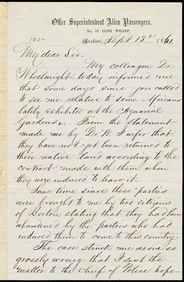 Letter from Edward Hamilton, Boston, [Mass.], to William Lloyd Garrison, Sept. 13th, 1861