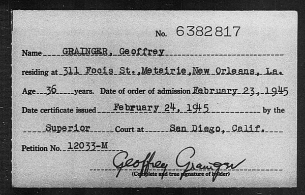 Grainger, Geoffrey - 1945