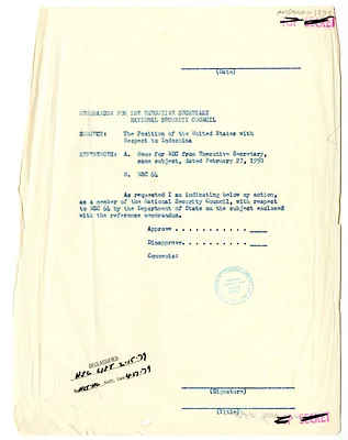 Memorandum for the Executive Secretary of the National Security Council