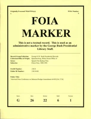 Televised Press Conference on Balanced Budget Amendment 6/4/92 [OA 7576]