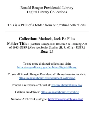 (Eastern Europe) EE Research and Training Act of 1983-USSR [Also see Soviet Studies (H. R. 601) – USSR]