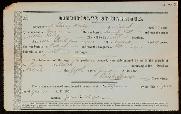 Wayland marriages, 1785-1933 (individual certificates)