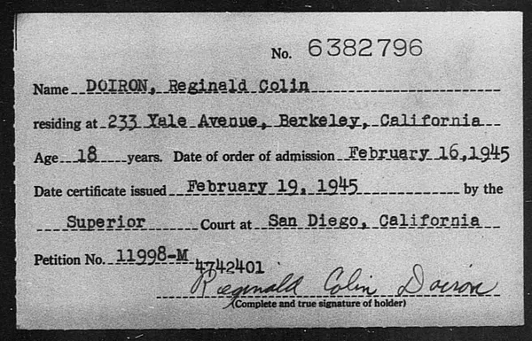 Doiron, Reginald Colin - 1945