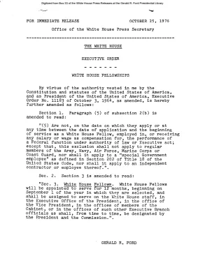 White House Fellowships [Executive Order]