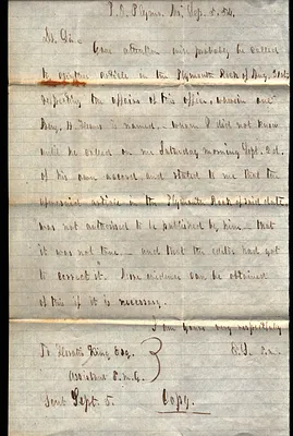 Ephraim Spooner to Horatio King Sept. 5 1854