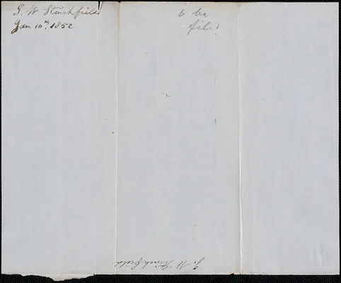 J. W. Stinchfield to Samuel Warner, 10 January 1852