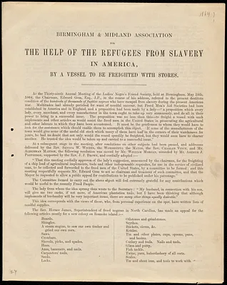 Report from the Birmingham & Midland Association for the Help of the Refugees from Slavery in America, [Birmingham, England], to Maria Weston Chapman, [June 1864]