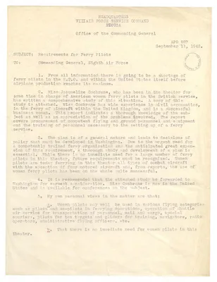 Memorandum, Requirements for Ferry Pilots