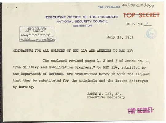 Memorandum from James S. Lay, Jr. with Attachment