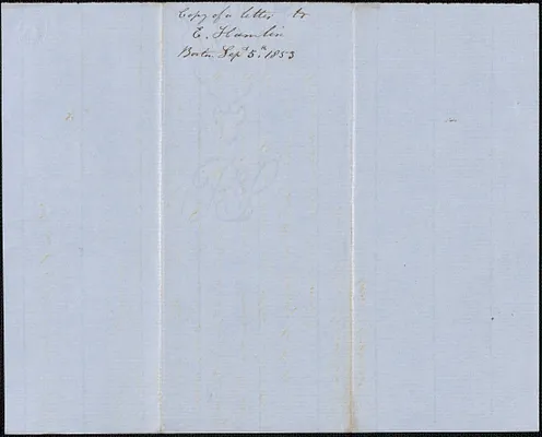 Copy of a letter from Samuel Warner to E.L. Hamlin, 5 September 1853