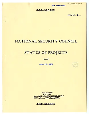 Report, National Security Council Status of Projects