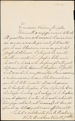 Bartolomeo Vanzetti autographed letter signed to Vasconi family and Farrell, [Charlestown?, 192-]