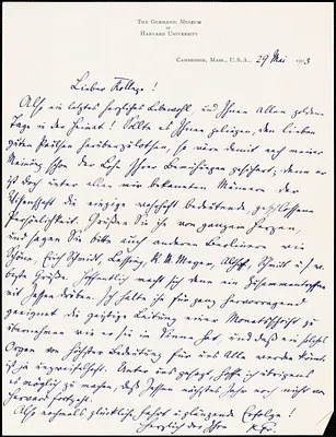Francke, Kuno, 1855-1930 autograph letter signed to Hugo Münsterberg, Cambridge, Mass., 29 May 1903