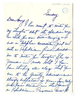 Letter from Myra Hornbuckle to Harry S. Truman