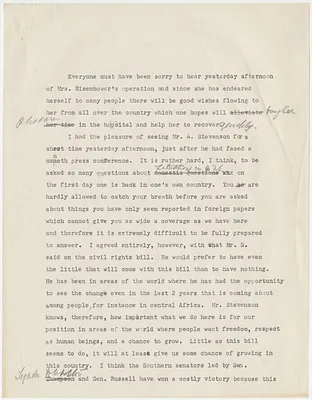 Eleanor Roosevelt, draft, "My Day" newspaper column