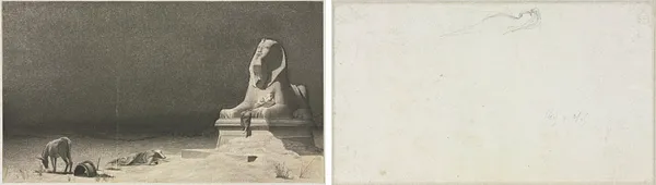 The Rest on the Flight into Egypt (recto); Sketch of a Sphinx [?] (verso)