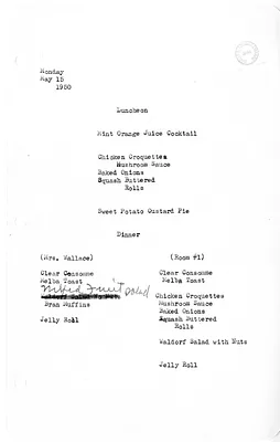 White House Luncheon and Dinner Menu
