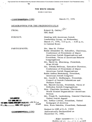 March 17, 1976 - Ford, Kissinger, American Jewish Leadership Group