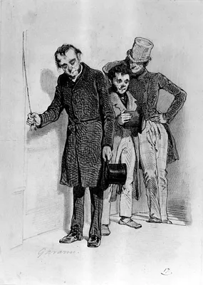Three Men, One Pulling a Bell