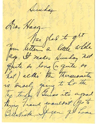 Letter from Bess W. Truman to Harry S. Truman