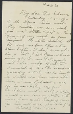 Herbert Brutus Ehrmann Papers, 1906-1970. Sacco-Vanzetti. Nicola Sacco and Rose Sacco: letters, 1926-1927. Box 16, Folder 11, Harvard Law School Library, Historical & Special Collections