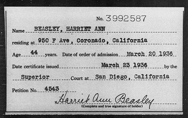 Beasley, Harriet Ann - 1936