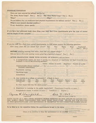 Annual Questionnaire of 1944