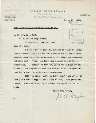 Letters Received to A. Roeder, March 27, 1926
