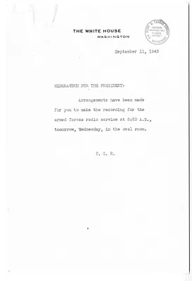 Memorandum from Charles Ross to President Harry S. Truman