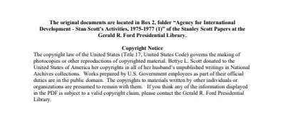 Agency for International Development - Stan Scott's Activities, 1975-1977 (1)