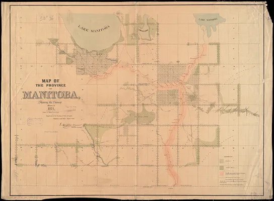 Map of the province of Manitoba, shewing the surveys effected in 1871