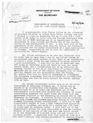 Memorandum of Conversation with Secretary of State Dean Acheson and John Foster Dulles