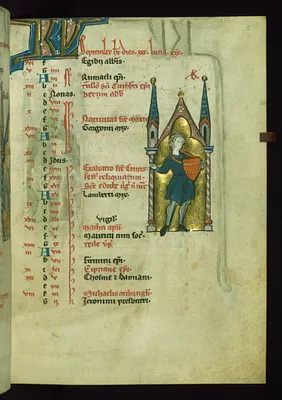Leaf from Psalter: September Calendar, Man Sowing Seeds