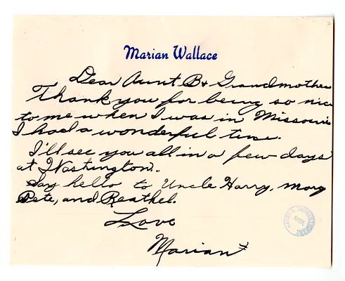 Letter from Marian Wallace to Bess W. Truman and Madge Gates Wallace