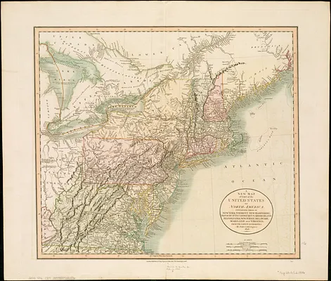 A new map of part of the United States of North America, containing those of New York, Vermont, New Hampshire, Massachusets [sic], Connecticut, Rhode Island, Pennsylvania, New Jersey, Delaware, Maryland and Virginia