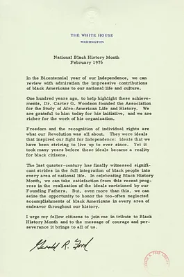 National Black History Month Message, 1976