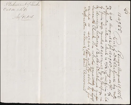 "Copy of Statement of Lumber cut on 5 R 18," 18 August 1856