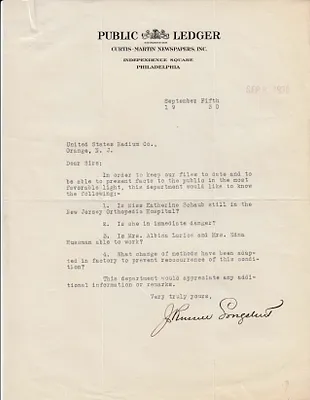 Letters Received, September 5, 1930
