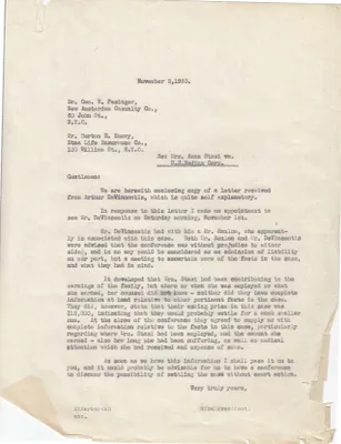 Letters Sent to Geo. W. Pesinger, Burton E. Emory, November 3, 1930
