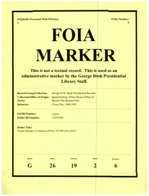 Future Farmers of America (FFA) 7/27/89 [OA 6267]