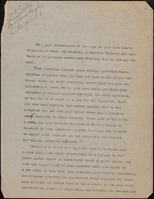 Margaret Shipman typed letter (copy) to [Editor], The Springfield Republican, et al, Lee, Mass., July 23, 1927