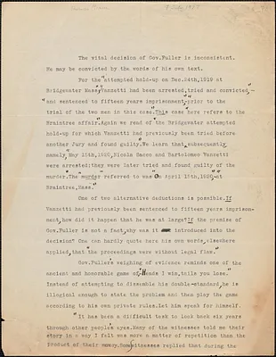 Thomas Means typed document, Brunswick, Me., July 7, 1929