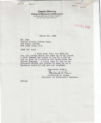 Letters Received to Mr. Lee [C.B. Lee], March 20, 1940