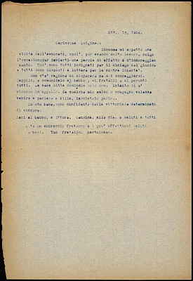 Bartolomeo Vanzetti typed letter (copy) to Luigia Vanzetti, [Charlestown], 13 October 1924