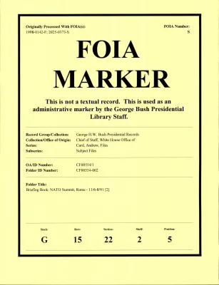 Briefing Book: NATO Summit, Rome - 11/6-8/91 [2]