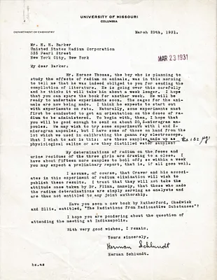 Letters Received to H.H. Barker, March 20, 1931